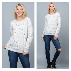 LA SOUL Llama Fleece Sweatshirt- Light Heather Gray Oatmeal- Size Small